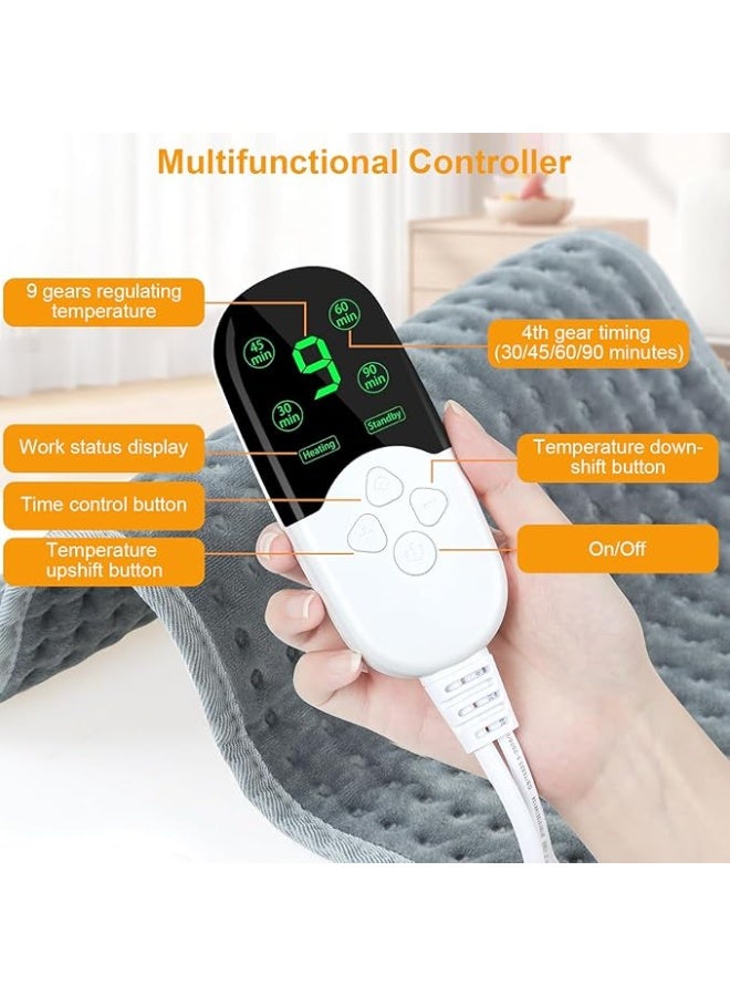 وسادة تدفئة كهربائية متطورة (30 × 60 سم) - مخدة حرارية بـ 9 مستويات للحرارة و4 إعدادات للمؤقت - بطانية حرارية قابلة للغسل للظهر والرقبة والكتف والقدم - Image 3